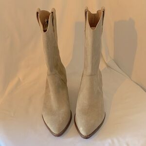 Madewell Cream Suede Western Boots
